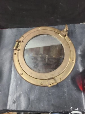 Porthole 12" Brass Antique Maritime Nautical Ship Boat Window Mirror Wall Decor - Image 1 of 4