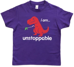 I AM UNSTOPPABLE Kids Boys T-Shirt Tyrannosaurus Rex T-Rex Fun Nerd Joke Nerd - Picture 1 of 1