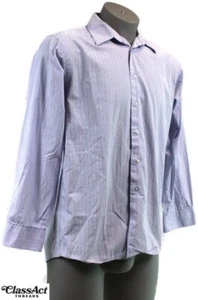 Calvin Klein Mens Blue Striped DLong Sleeve Dress Shirt Cotton 16 34/35 - Picture 1 of 5