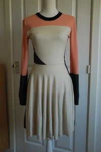 Alexander Mc Queen Wool Cotton Color Block Fit & Flare Midi Knitted Dress size M - Picture 1 of 10