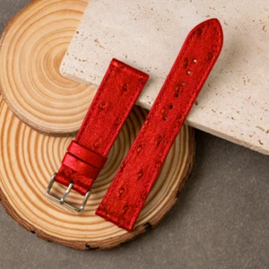 Men Watch Band, Flat Ostrich Watch Strap, Real Leather Quick Release 16mm-24mm - Picture 1 of 54