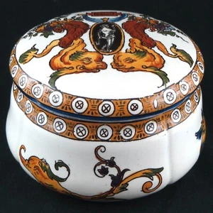 BOITE/BONBONNIÈRE Ancienne FAÏENCE de GIEN "RENAISSANCE" limoges/sevres/putti... - Photo 1/11