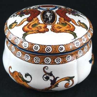 BOITE/BONBONNIÈRE Ancienne FAÏENCE de GIEN "RENAISSANCE" limoges/sevres/putti... - Photo 1/4