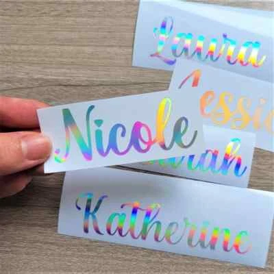 Holographic Name Personalized Decal Sticker, Custom Vinyl Lettering Text decal  - Image 1 of 4