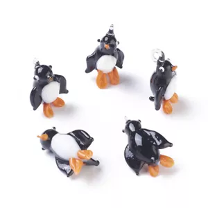 5 piezas Colgantes de vidrio con lámpara de pingüino tema oceánico Dijes Cuentas sueltas 24 ~ 32 mm - Imagen 1 de 2
