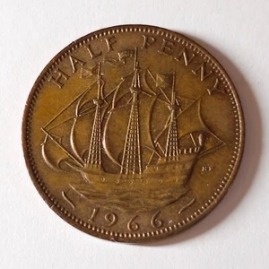 1966 Great Britain UK halfpenny - KM# 896 - COMBINE to save - UK-172 - Picture 1 of 5