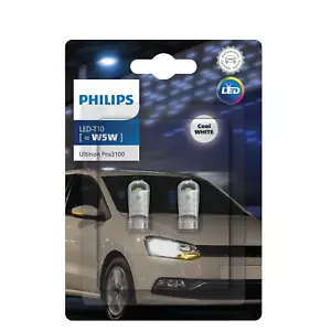 PHILIPS T10 W5W LED Ultinon Pro3100 6500K White Light Bulbs Globes wedge - Picture 1 of 3