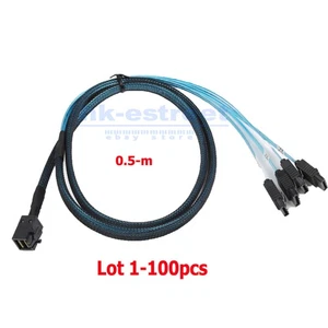 Lot Mini SAS SFF-8643 To 4 SATA 7pin Hard Disk 6Gbps Data Server Raid Cable 0.5M - Afbeelding 1 van 9