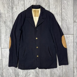 SCOTCH & SODA Vintage Wool-Blend Blazer Mens Blue Rare Sample Elbow Patches Logo - Picture 1 of 15