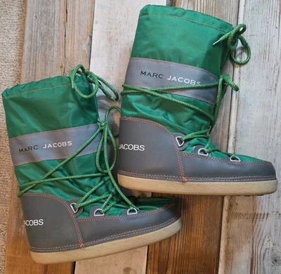 MARC JACOBS Designer Boots Winter Snow Lace Up Green Gray Size M - Image 1 of 4