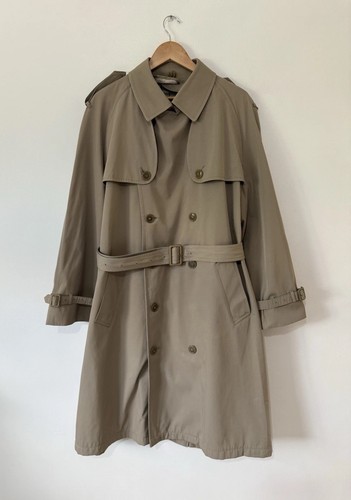 Trench coat Burberry uomo anni '70 gabardine cotone pesante beige nova check 44R