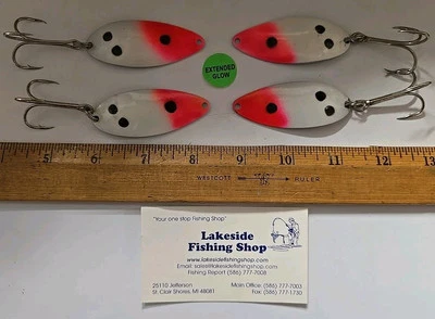 LOT OF 4 UNBRANDED 2.5" WALLEYE SPOONS FISHING CASTING LURES EXTENDED GLOW - Image 1 of 3
