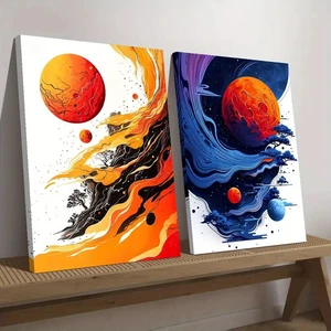 Lienzo de arte de pared con diseño de llamas rojas y vórtice mágico 2 piezas sin marco - Imagen 1 de 7