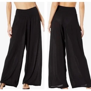 NWT Lauren Ralph Lauren Cover-Up Wide Leg Beach Pants Black Swimwear Size M - Picture 1 of 9