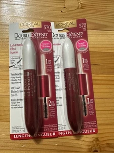2 BLACK NOIR 570 L'Oreal Paris Double Extend Beauty Tubes Lash Extension Mascara - Picture 1 of 2