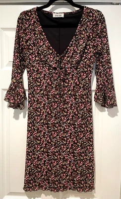 Vtg Y2K Byer Too Womens Chocolate Brown Floral Babydoll Dress Size XS Dark Fairy - Image 1 of 4