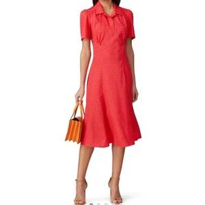 Tara Jarmon Rozenn pink and orange heart print silk short sleeved shirt dress - Picture 1 of 14