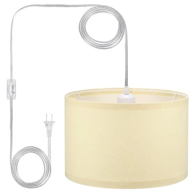 Lámpara colgante enchufable, cable de cuerda de 15 pies accesorio de lámpara colgante beige amarillo Foto 1 de 4
