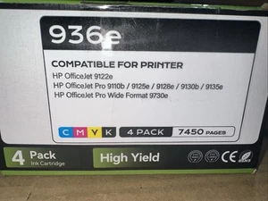4PACK 936e Ink Combo Pack Replacement For HP936e Office Jet Pro 9110, 9120, 9130 - Picture 1 of 2