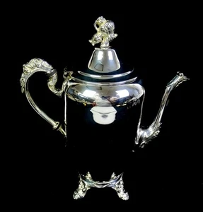 Meneses Orfebres Silverplate On Copper Floral Relief 10 3/4" Coffee Pot 1920s - Picture 1 of 13