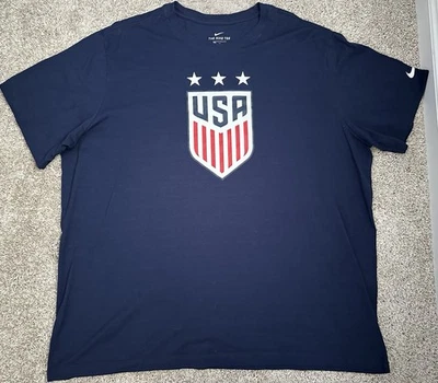 Camiseta Nike USA Soccer Shield XXL Azul Camisa Estrellas Cresta Logo Hombres’s Dri-Fit Foto 1 de 4