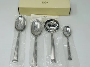 Lenox Eternal Frosted 4 Piece Serving Set 18/10 Stainless Flatware Gravy Ladle - Picture 1 of 6