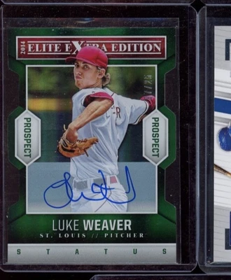 2014 PANINI ELITE EXTRA EDITION LUKE WEAVER GREEN PARALLEL AUTO 7/25 - Image 1 of 2