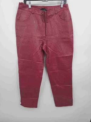 Pantalones al tobillo Metro Style para mujer de cuero rosa con diseño de 5 bolsillos talla 14 Foto 1 de 4