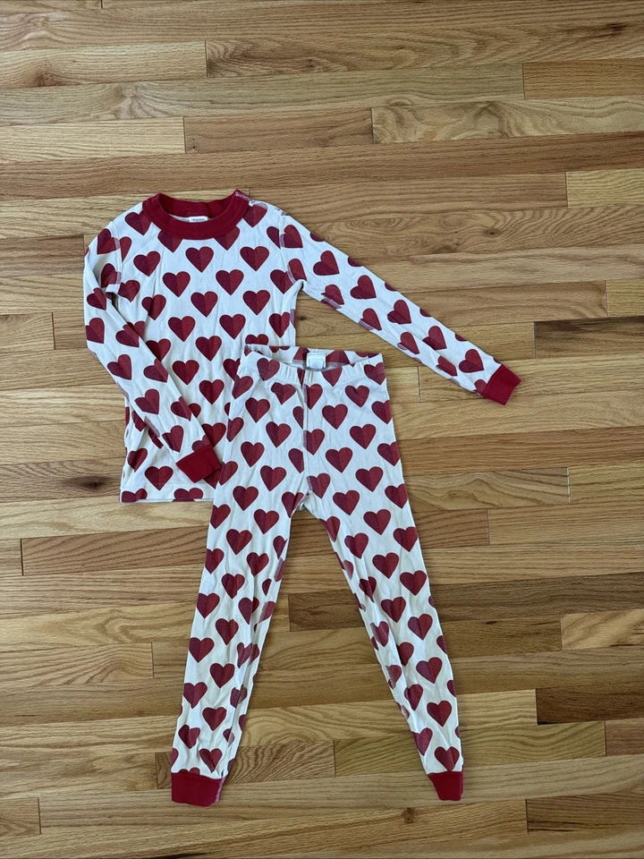 Hanna Andersson Heart Long Sleeve PJS Pajama Set Size 120, US 6-7 Organic Cotton - Image 1 of 4