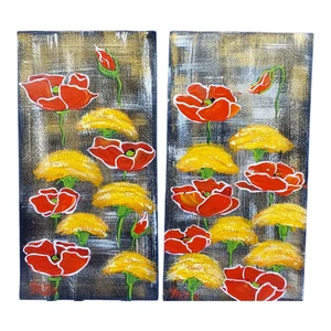 Juego de postales amapolas flores silvestres dientes de león pintura original hecha a mano ÚNICO EN SU CLASE - Imagen 1 de 22