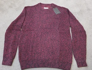 Percival Jumper Mens Large Red Black Knit Sweater Sweatshirt Crew Neck Top - Picture 1 of 10