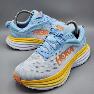 Zapatillas deportivas cómodas Hoka One One Bondi 8 para mujer talla 8 D anchas azules amarillas - Imagen 1 de 13
