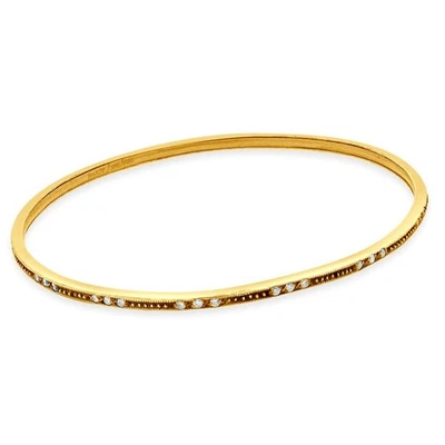 Gurhan Sterling Silver and 24 Karat Yellow Gold Diamond Station Bangle - Image 1 of 4