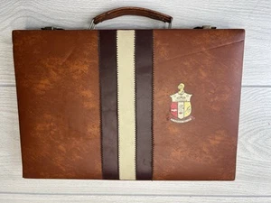 Vtg Briefcase Backgammon Set Brown Cream 60s 70s Kappa Alpha Psi Fraternity - Picture 1 of 8