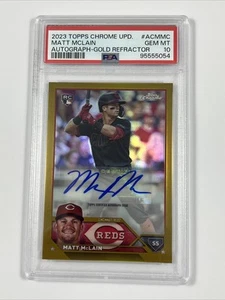 2023 TOPPS CHROME UPDATE  MATT MCLAIN GOLD REFRACTOR AUTO RC /50 PSA 10! - Picture 1 of 3