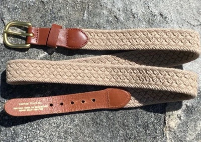 Leather Man Ltd Handmade Woven Belt 40 Vegetable Tanned Top Grain Leather Brass - Image 1 of 4