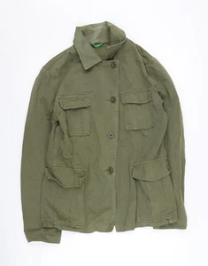 Benetton Women's Green Military Jacket Size 16 - Picture 1 of 12