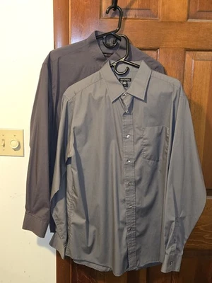 Carbón Botón Abajo Manga Larga Vestido Camisas Hombre Grande 2 Camisas  Foto 1 de 3