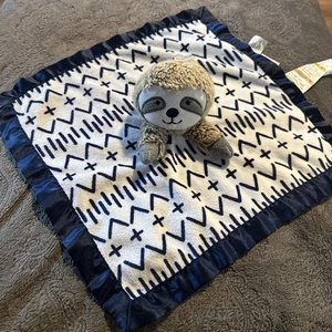 Cloud Island braunes Faultier blau Satin Baby Sicherheitsdecke Lovey Plüschtier - Bild 1 von 5