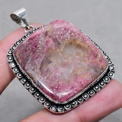 Colgante de piedras preciosas de rodonita hecho a mano de moda étnica joyería dotada 2,7" FP 2989 Foto 1 de 4