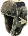 Kamuflaż Ushanka - Zimowy rosyjski kapelusz Narty Sztuczne futro Pilot Armia wojskowa