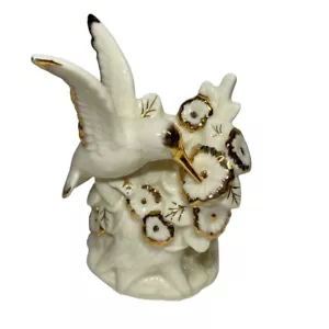 Vintage Hummingbird and Flower Night Light Cover Ceramic, Ivory With Gold Trim - Picture 1 of 7