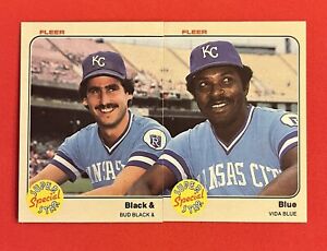 1983 Fleer 'Black & Blue' #643 644 Baseball Cards Sharp Bud Black - Vida Blue