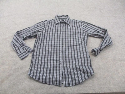Sean John Shirt Mens Large 16 Black Gray Plaid Button Up Long Sleeve Adult - Image 1 of 4