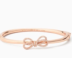 Kate Spade New York Bracelet Pave Bow Meets Girl Bangle Rose or Yellow Gold New - Picture 1 of 16