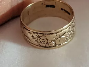 Vintage 9ct Rose Gold florwer leaf Wedding Band Ring size N1/2 London mark, e, - Picture 1 of 12