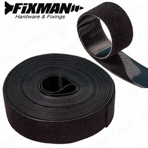 2 x STRONG 25mm/1" x 5m BLACK HOOK & LOOP WATERPROOF WRAP Plant/Cable Fastener - Picture 1 of 2