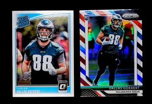 2 x lot - 2018 Panini Prizm #299 Dallas Goedert Red White & Blue + Rated Rookie - Picture 1 of 4