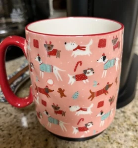 10 Strawberry Street Holiday Dog Pattern Ceramic Mug - Picture 1 of 3