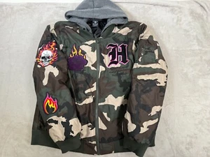 Ring Of Fire Mens Black Green Long Sleeve Full-Zip Bomber Jacket Size XL - Picture 1 of 13